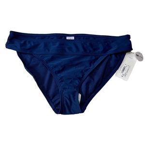 Peyton & Parker Full Coverage Mid Rise Navy Blue Bikini Swim Bottom Size S